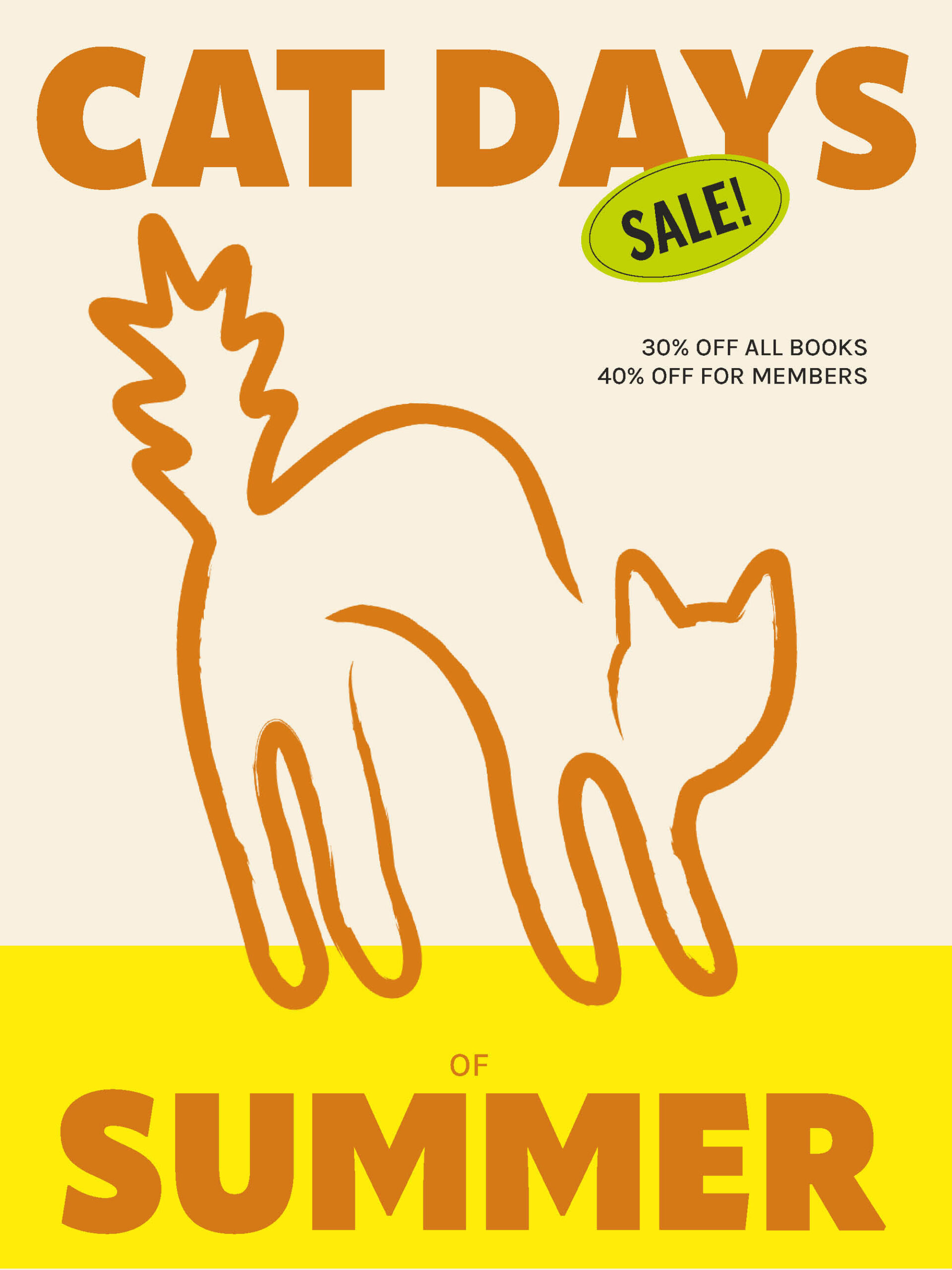 Cat Days of Summer Sale: 30% off all books, 40% for members, plus specially discounted titles